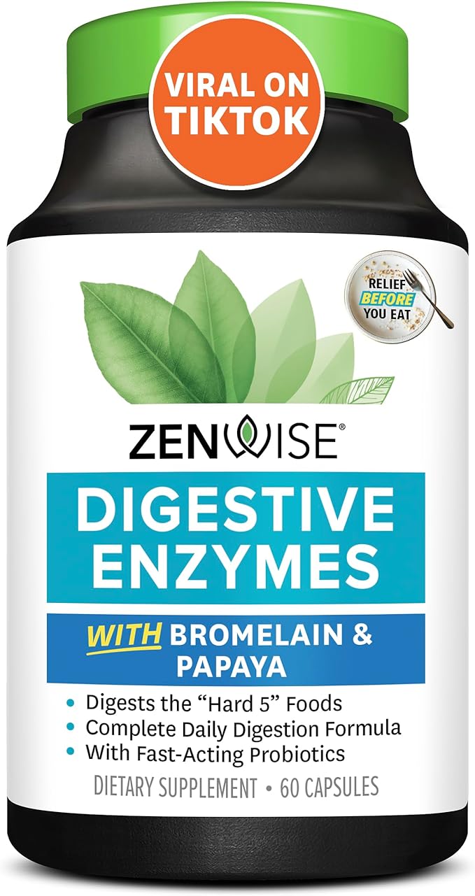 Zenwise Health Digestive Enzymes for Gut Health - Probiotic Multi Enzymes with Prebiotics and Probiotics for Women and Men for Digestive Health and Bloating Relief, Daily Enzymes for Digestion -60 CT
