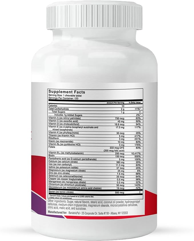 BariatricPal "All-in-ONE Chewable Multivitamin with Calcium Citrate & Iron - Mixed Berry (180-Day Supply)