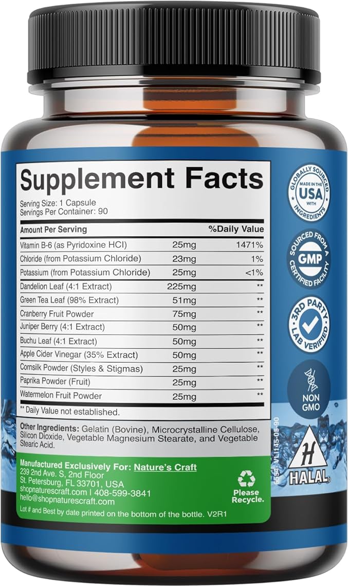 Water Away Pills Maximum Strength - Herbal Diuretic Pills for Water Retention for Fast Acting Bloating Relief for Women and Men - Easy To Take Water Retention Pills for Women and Men - 60 Servings