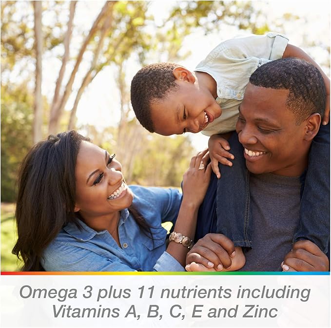 Centrum MultiGummies Multi + Omega-3 Natural Strawberry, Lemon, Orange Flavors Multivitamin/Multimineral Supplement Gummy, 100 Count