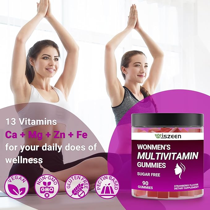 Sugar-Free Multivitamin Gummies for Women, Methylated Multivitamins w/Calcium, Vitamin D3, K2, C, B12, Iron - Multi Vitamins & Minerals for Skin, Hair, Energy, Immune, Bone