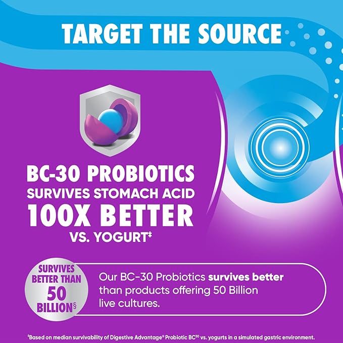 Digestive Advantage Probiotics For Digestive Health, Daily Probiotics For Women & Men, Supports Gut Health, Occasional Bloating & Diarrhea, Minor Abdominal Discomfort, & Immune Support, 80ct Capsules