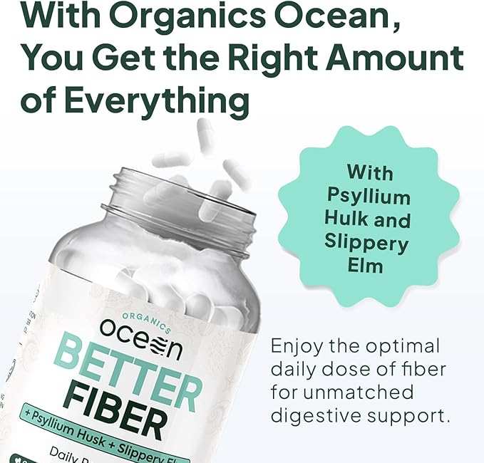 Better Fiber - Daily Fiber Supplement - Soften Stool for Effortless Bowel Movements - with Psyllium Hulk and Slippery Elm - 90 Capsules