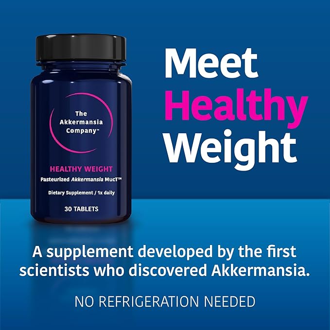 Akkermansia Company Healthy Weight - Akkermansia Probiotic, Akkermansia Muciniphila, GLP-1, Metabolic Vitamins, GLP-1 Supplement for Gut Health, Chromium, Green Tea Leaf - 30 Tablets (Pack of 1)