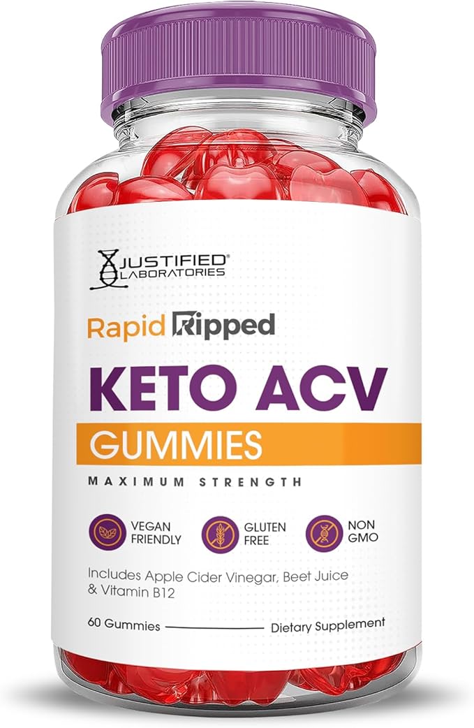 (2 Pack) Rapid Ripped Keto ACV Gummies Advanced Formula 1000MG Rapidripped Keto Gummies Apple Cider Vinegar Formulated with Pomegranate Beet Juice Powder B12 Vegan Non GMO 120 Gummys