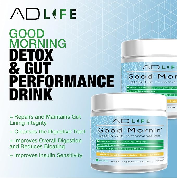 Project AD Life Good Morning Detox and Performance Drink, Naturally Flavored and Formulated with L-GLutamine, Apple Cider Vinegar, and Aloe Vera (24 Servings, Summer Fruits)