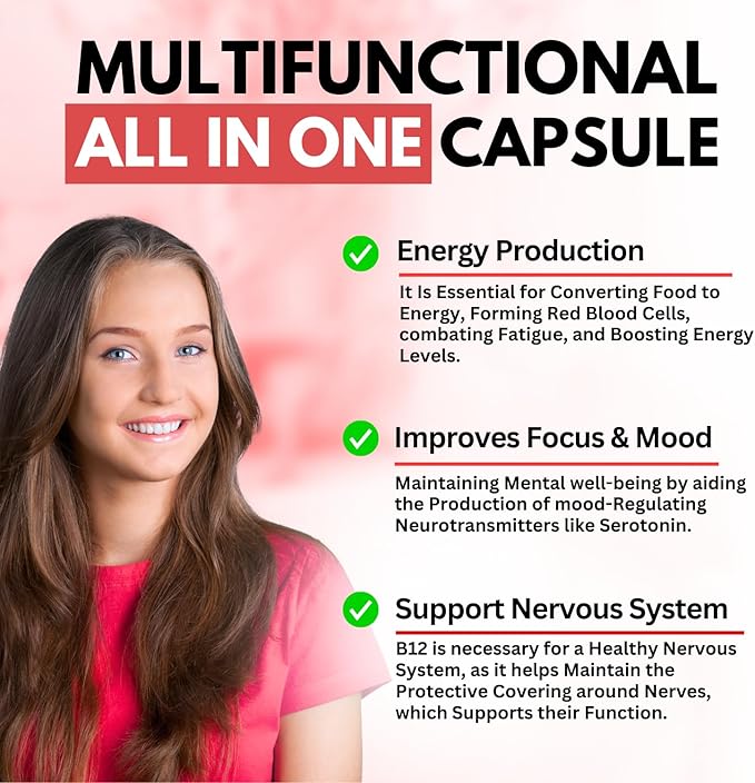 B12 with Hyaluronic Acid, Collagen, and Folate – Methylcobalamin 25,000 mcg B1, B2, B3, B6, B7 Complex for Enhanced Absorption & Energy Boost | Gluten-Free, Made in USA - Pack of 3