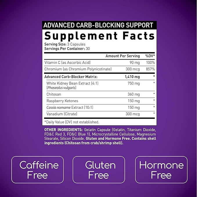 BioGenetic Labs Carb Blocker X7 - White Kidney Bean Cheat Pill - Keto-Friendly - Carb Blocker Pills for Women and Men - Appetite Suppressant to Maintain Your Ideal Body Weight (90 Capsules)