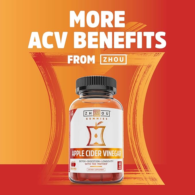 Zhou Nutrition Cider Detox Apple Cider Vinegar Capsules with Ginger, Turmeric & Cayenne, Max Strength Thermogenic Formula for Improved Digestion, Detox, Heart Health