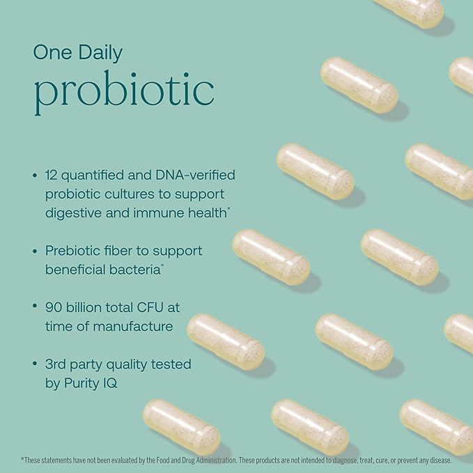 True Grace One Daily Probiotic - 60 Vegetarian Capsules - Gut, Digestive & Immune Health Support Blend with Prebiotic Fiber - Organic, Gluten Free, Dairy Free, Soy Free - 60 Servings