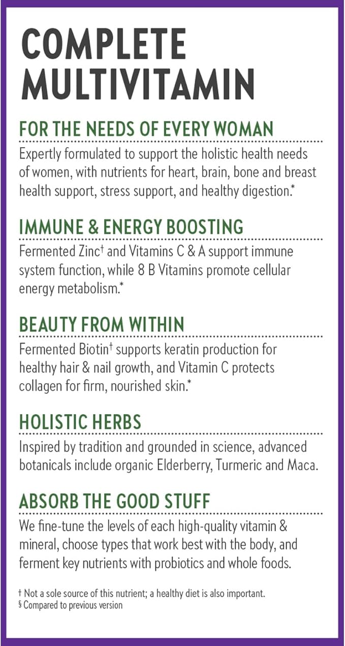 New Chapter Women's Multivitamin for Immune, Beauty + Energy Support with Fermented Nutrients - Every Woman's One Daily, Made with Organic Vegetables & Herbs, Non-GMO, Gluten Free, 48 Count