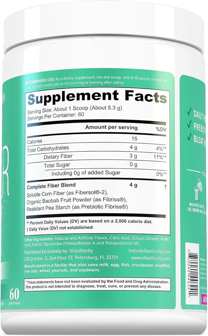 Fiber Supplement Colon Cleanse Prebiotic Powder Detox | Colon Cleanse Detox for Women | Digestive Health Regularity Satiety & Bloating Relief for Women Gut Cleanser & Powder Apple Flavored 60 Servings