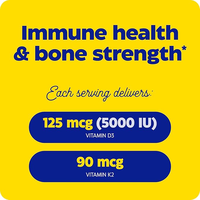 Enzymedica, Organic Vitamin D3+K2, 5,000 IU VIT D3 & 90 mcg VIT K2 MK-7, with Shitake Mushrooms & Prebiotic Fiber, Vegan, 60 Count