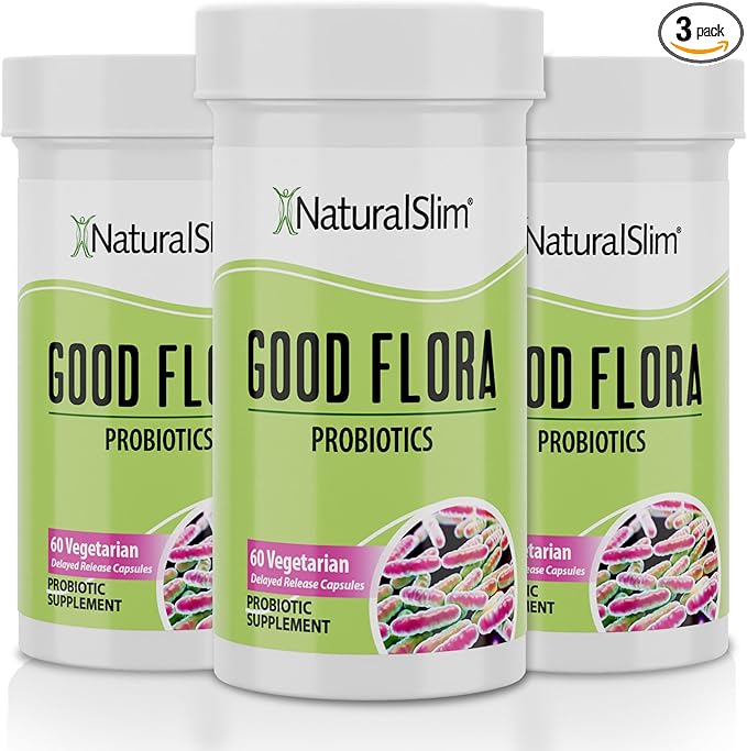 NaturalSlim Good Flora – Probiotics for Digestive Health, Intestinal Flora and Immune Support with Lactobacillus Acidophilus Probiotic | 7 Powerful Probiotic Strains | Gluten Free - 180 Capsules