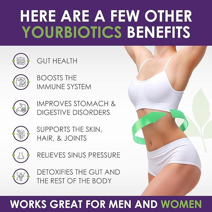 YourBiotics Prebiotics and Probiotics for Men & Women - Digestive Enzymes with Probiotics and Prebiotics Acid Resistant - Women & Mens Probiotics for Gut Health Immune Support & Digestion - 60 Count