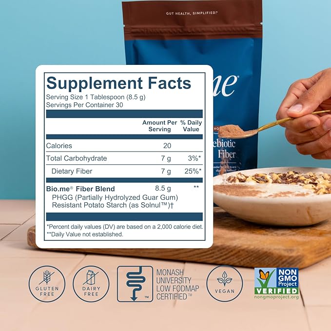 Daily Prebiotic Fiber Chocolate-Fiber Supplement Powder for Digestive Health & Gut Health - Fiber Powder Prebiotics, Non-GMO Dietary Fiber, Gluten & Sugar Free Soluble Fiber Supplements-30 Servings