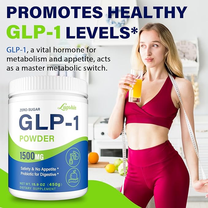 GLP-1 Supplement, GLP1 Supplements Women, GLP-1 Powder 1500MG with Akkermansia Muciniphila Probiotic & High Fiber for Energy, Digestion, Gut, Overall Health, 6 Pack
