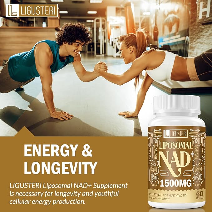 NAD Supplement 1500MG, Liposomal NAD+ Supplement with TMG, 98%+ Absorption, Pure NAD Plus, Non-GMO Aging Defense, Cellular Energy, Heart & Brain Function, Longevity, 60 Softgels