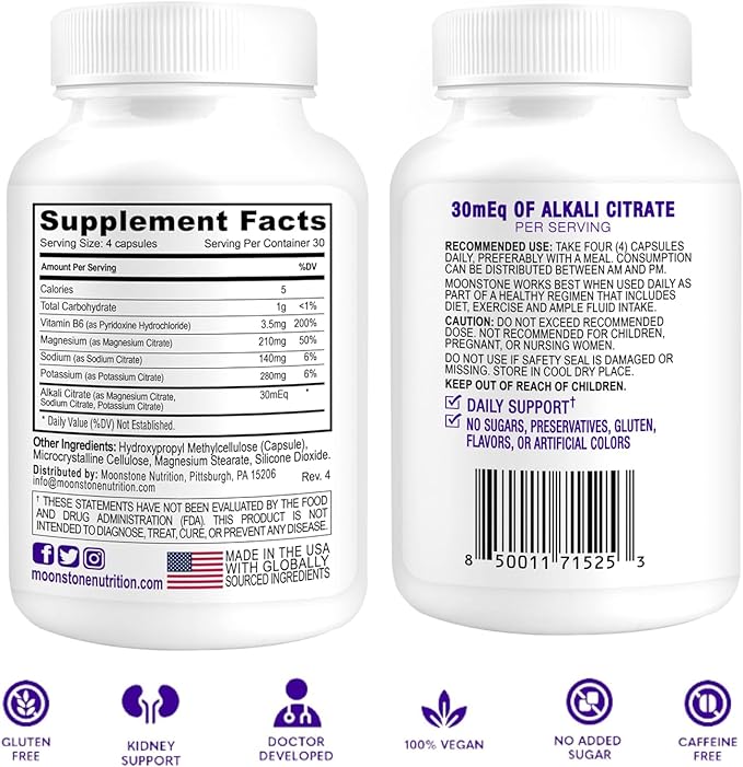 Stone Stopper Capsules, Kidney Stone Prevention, Calcium Oxalate Protector, Alkali Citrate Support Supplement, Developed by Urologists to Support Kidney Health, 30 Day Supply (120 Count)