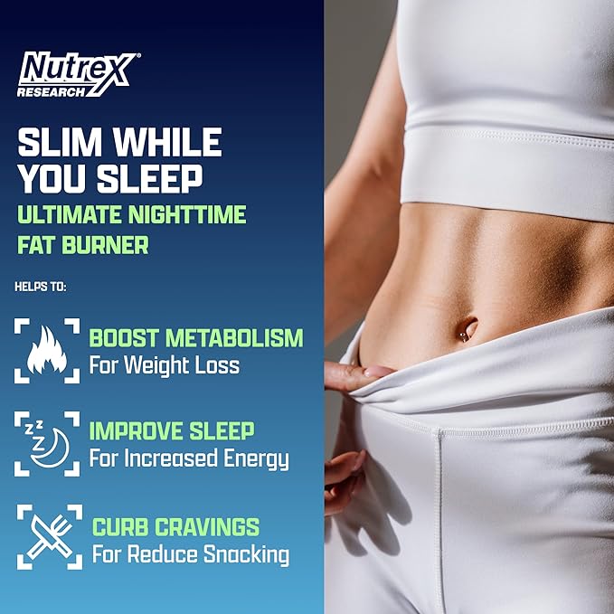 Nutrex Lipo 6 Nighttime Fat Burner | Melatonin Sleep Aid & Weight Loss Diet Pills for Men and Women | Night Time Metabolism Booster Appetite Suppressant | 30 Servings (1)