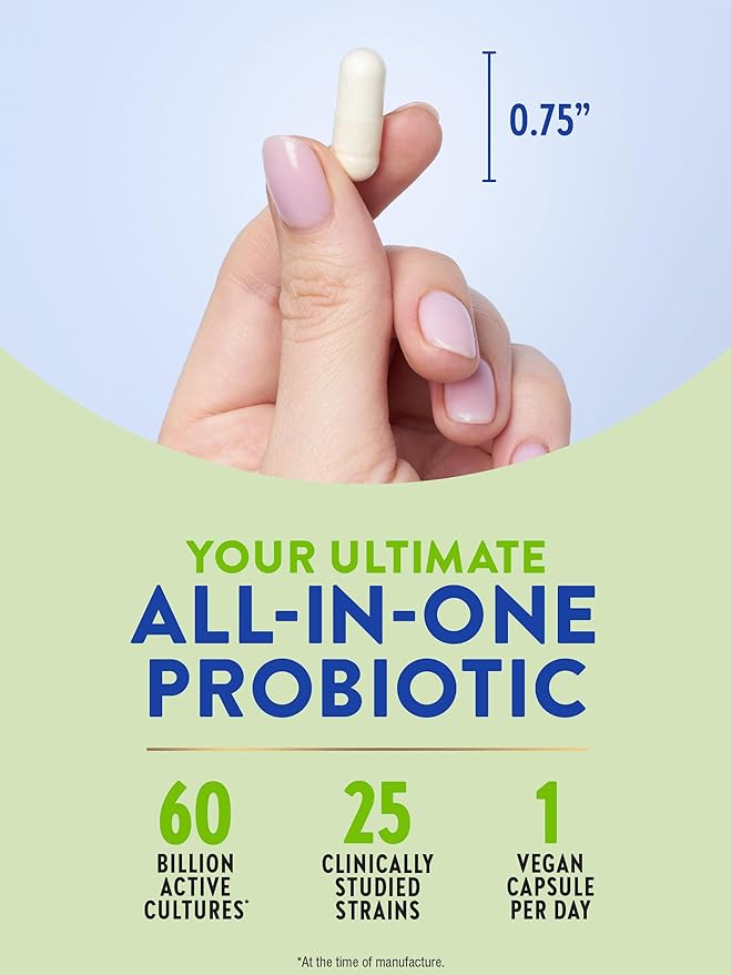 Raw Flora Probiotic with Prebiotics | 60 Billion CFU | Daily Digestive Vegan Capsules | Gluten Free Supplement for Men and Women | by Nature's Truth