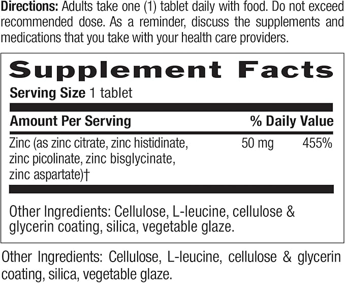 Country Life Target-Mins Zinc 50 mg 90 Tablets - Zinc Supplements for Immune Health - Zinc 50mg - Zinc Support