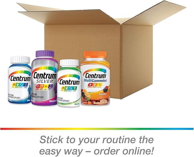 Centrum MultiGummies Multi + Omega-3 Natural Strawberry, Lemon, Orange Flavors Multivitamin/Multimineral Supplement Gummy, 100 Count