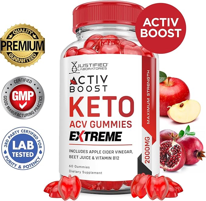 (3 Pack) Activboost Keto ACV Gummies Extreme 2000MG Active Boost Keto Gummies Apple Cider Vinegar Activ Boost Formulated with Pomegranate Beet Juice Powder B12 Vegan Non GMO 180 Gummys