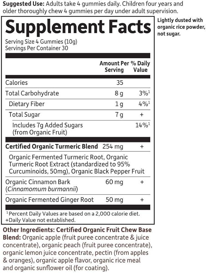 Garden of Life Organics Turmeric Inflammatory Response Gummy - 120 Real Fruit Gummies for Kids & Adults, 50Mg Curcumin (95% Curcuminoids), No Added Sugar, Organic, Non-GMO, Vegan & Gluten Free