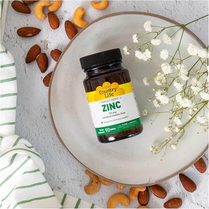 Country Life Target-Mins Zinc 50 mg 90 Tablets - Zinc Supplements for Immune Health - Zinc 50mg - Zinc Support