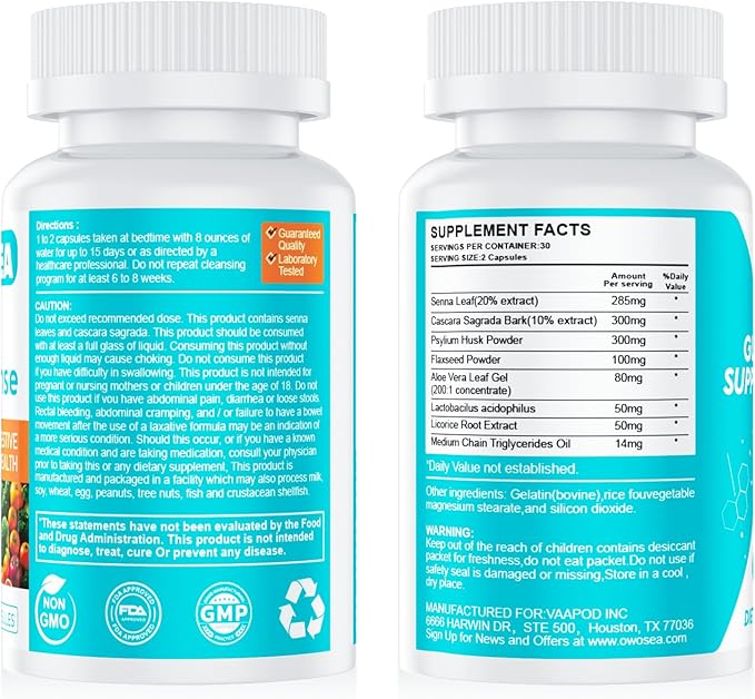 15 Day Cleanse Gut and Colon Support for Women & Men Colon Detox Cleanse Digestive Health Support Supplement Bloating Constipation Relief Boost Energy Daily Cleanse 30 Capsule