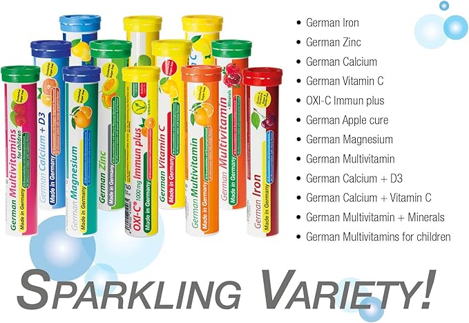 T&D German Vitamin C 180 mg - 140 Vegan Drink Effervescent Tablets - Lemon Lime Flavor - Made in Germany