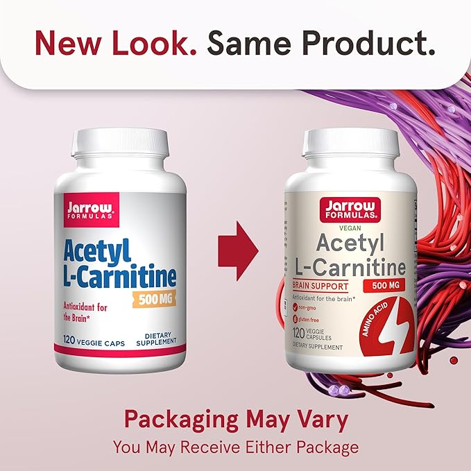 Jarrow Formulas Acetyl L-Carnitine 500 mg, Dietary Supplement, Amino Acid Support for Brain Health and Antioxidants, 120 Veggie Capsules, 120 Day Supply