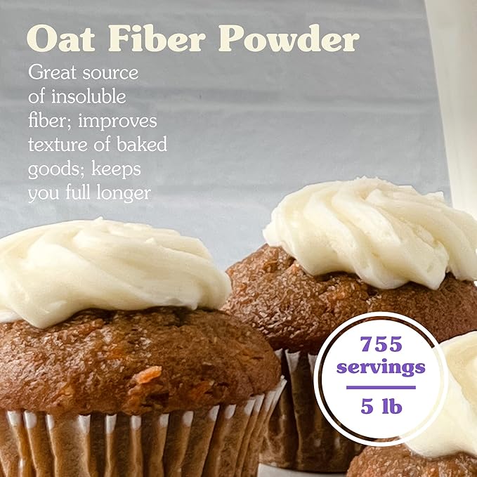 NuNaturals Oat Fiber Powder, All Natural Non-GMO, Supports Digestive Health, 5 lbs