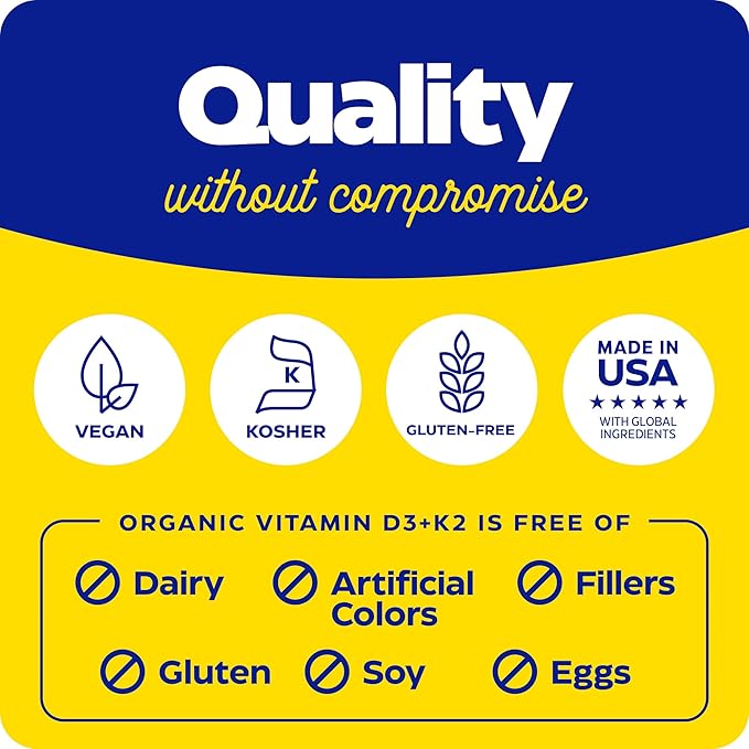 Enzymedica, Organic Vitamin D3+K2, 5,000 IU VIT D3 & 90 mcg VIT K2 MK-7, with Shitake Mushrooms & Prebiotic Fiber, Vegan, 60 Count
