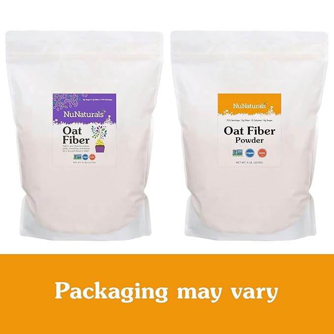 NuNaturals Oat Fiber Powder, All Natural Non-GMO, Supports Digestive Health, 5 lbs