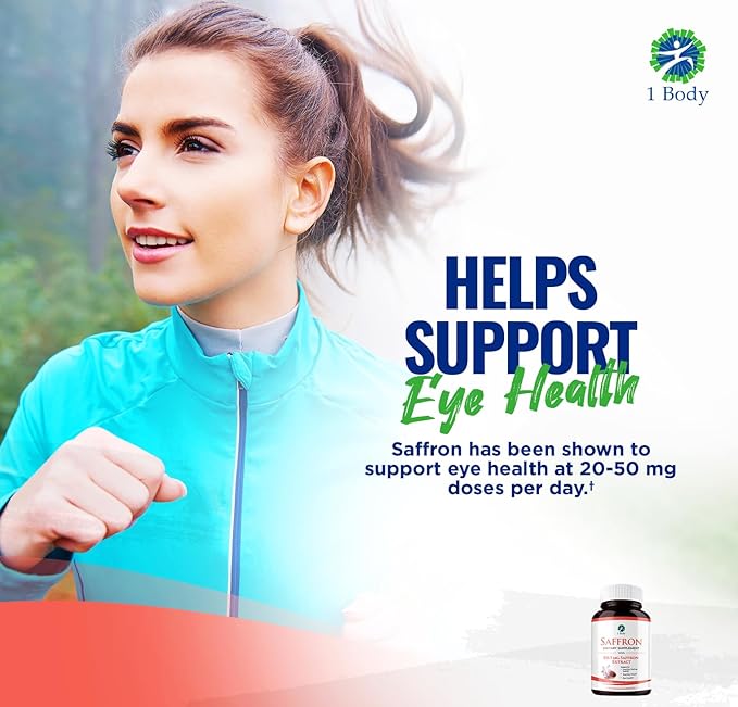 1 Body Saffron Extract 8825 – Antioxidant & Mood Support Saffron Supplement – 88.5 mg of Pure Safranal per Vegetarian Capsule