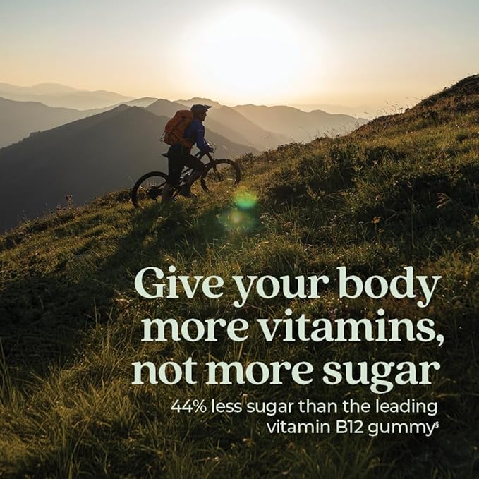 New Chapter® Organic Vitamin B12+ Gummies – 44% Less Sugar§, USDA Organic Vegan B12, Two Daily Gummies for Cellular Energy Support with Cordyceps, Non-GMO, Gluten Free, Raspberry Flavored, 60ct