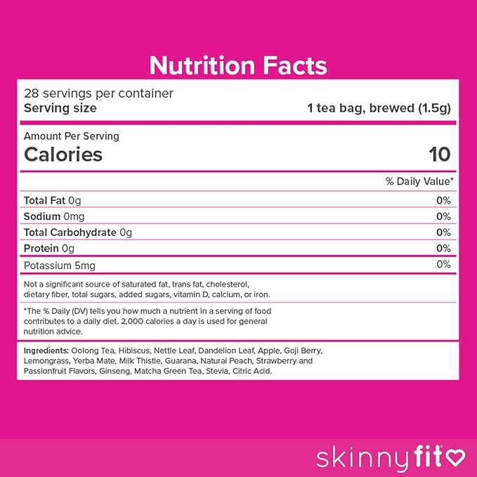 SkinnyFit Detox Tea: All-Natural, Laxative-Free, Supports A Healthy Weight, Helps Reduce Bloating, Natural Energy, Supports Immune System, Vegan, 28 Servings