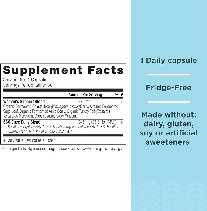 Probiotics for Women by Ancient Nutrition, Once Daily Women's Probiotics 30ct, Digestive Support and Reduces Occasional Bloating, Made with Chaste Tree Berry and Amla Berry, 25 Billion CFUs*