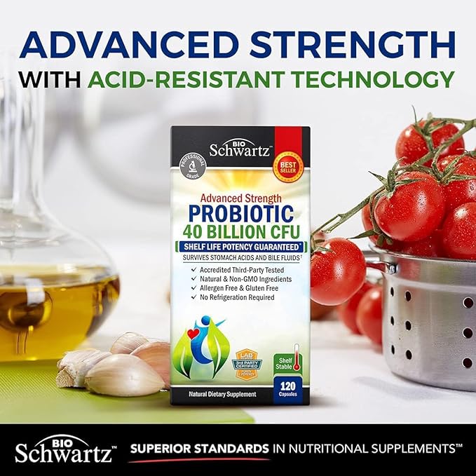 Daily Probiotic Supplement 40 Billion CFU - Gut Health Complex with Astragalus and Lactobacillus Acidophilus Probiotic for Women and Men - Shelf Stable Pre and Probiotics for Digestive Health 120 ct