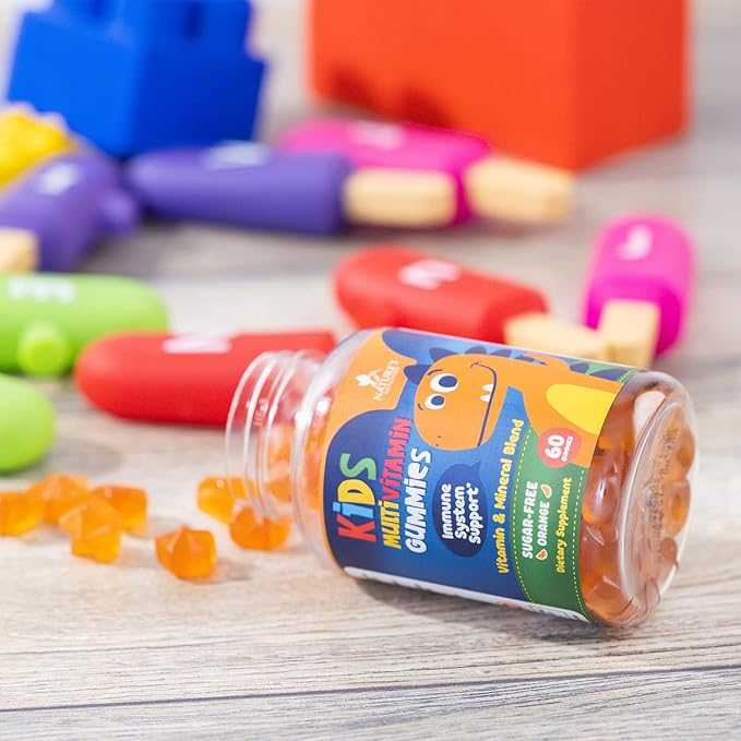 Vitamins for Kids Multivitamin Gummy, Childrens Vitamins Sugar-Free, Overall Health & Immune Support, Vitamin C, B6, B12, D3 & Zinc, Chewable Kids Multi Supplement, Orange Flavor, Non-GMO - 60 Gummies