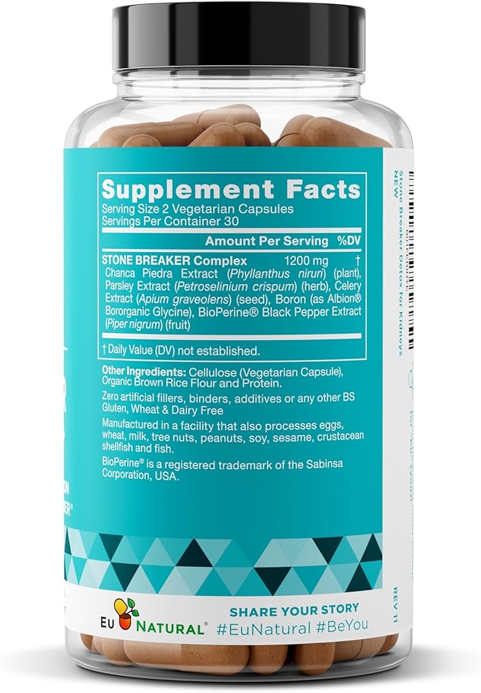 Chanca Piedra Stone Breaker – Natural Dissolver, Kidney Cleanse & Gallbladder Supplement – Detoxify Urinary Tract, Flush Impurities, Clear System – 60 Vegan Soft Capsules