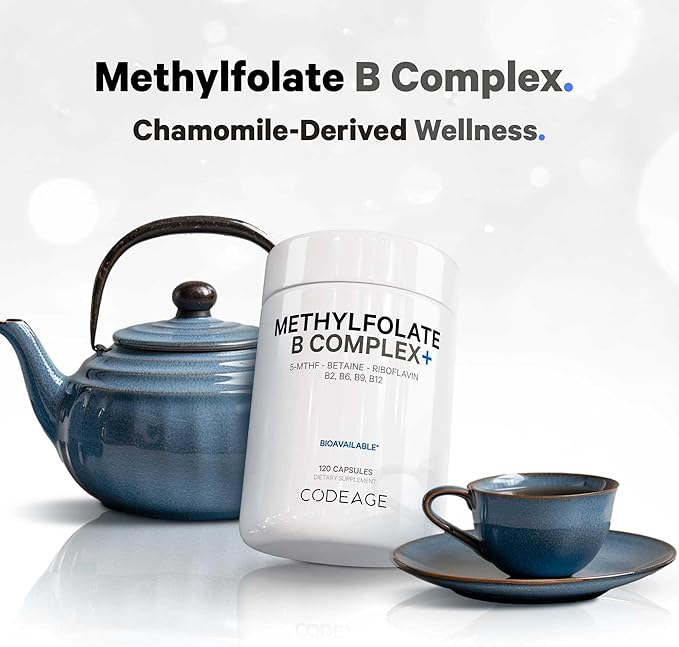 Codeage Methylfolate B Complex Supplements - 5 MTHF, Methylcobalamin 1000mcg Methylated Vitamin B12, Riboflavin, Betaine, Vitamins B6, Methylation Cycle MTHFR - 2 Months - 120 Capsules