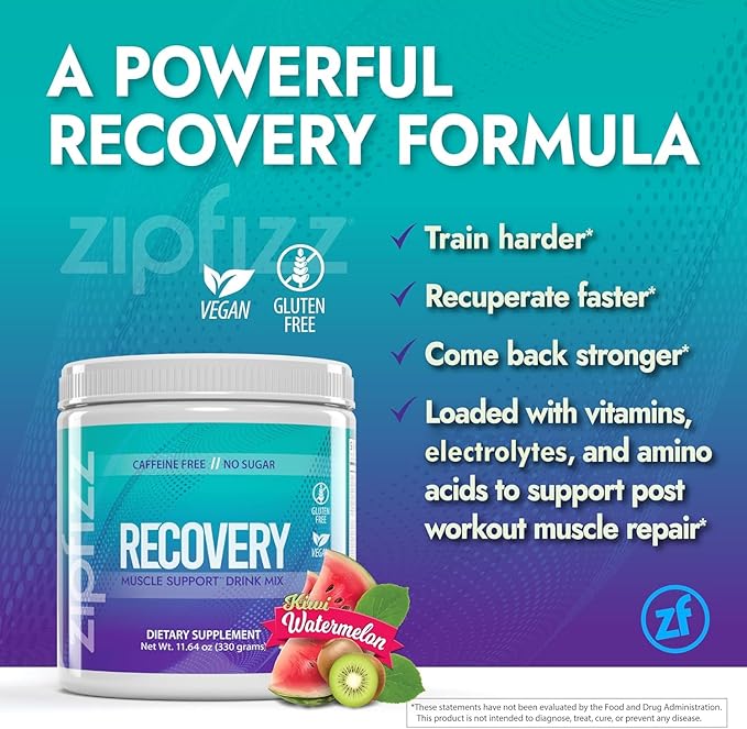 Zipfizz Muscle Recovery Drink Mix: Enhance Performance with Vitamins, Minerals, and Amino Acids for Rapid Muscle Repair and Recovery - Includes L-Glutamine, Tart Cherry Extract, L-Carnitine