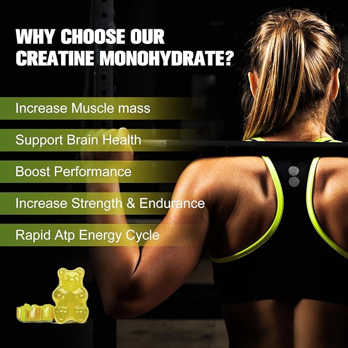 Creatine Monohydrate Gummy Gifts for Men Women, Multiple Creatine Supplement with 200mg Ashwagandha & Magnesium & Zinc for Muscle Builder & Strength, Energy, Pre Workout,Gym Accessories
