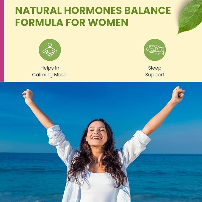 Hormones Balance & Menopause Supplements for Women, Menopause Relief - Support for Hot Flashes, Mood Swings w/Black Cohosh & Red Clover Halal Vitamins, 30 Servings