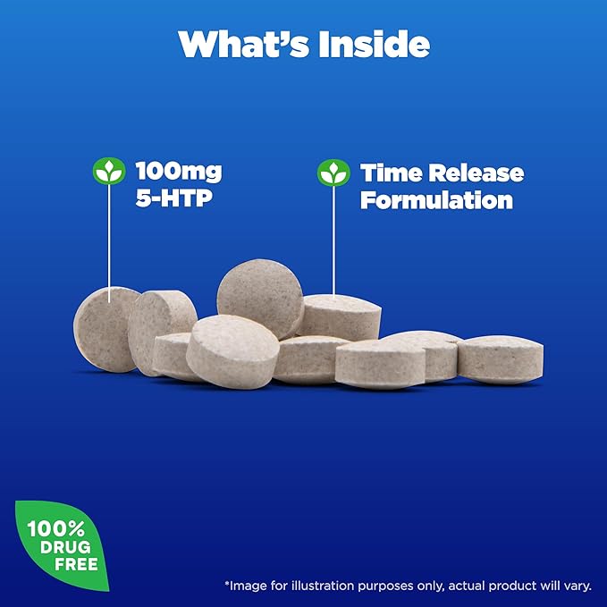 Natrol 5-HTP 100mg, Dietary Supplement Helps Support a Balanced Mood, Mood and Stress Support Supplement, 90 Time Release Tablets, 45-90 Day Supply