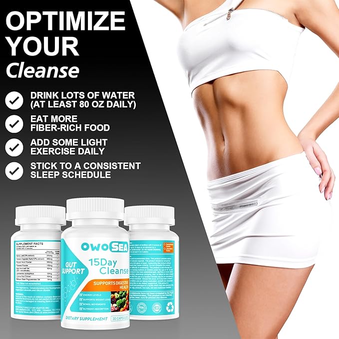 15 Day Cleanse Gut and Colon Support for Women & Men Colon Detox Cleanse Digestive Health Support Supplement Bloating Constipation Relief Boost Energy Daily Cleanse 30 Capsule