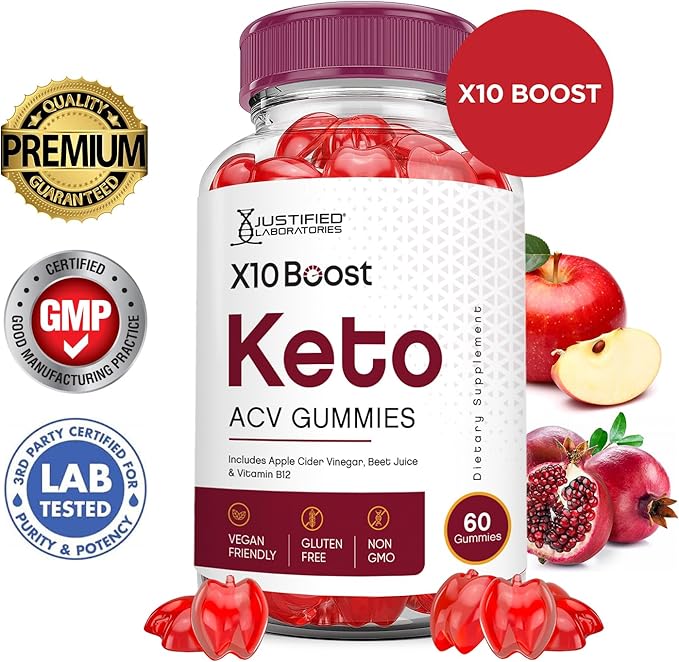 X10 Boost Keto ACV Gummies Advanced Formula 1000MG X 10 Boost Keto Gummies Apple Cider Vinegar Boost Formulated with Pomegranate Beet Juice Powder B12 Vegan Non GMO 60 Gummys